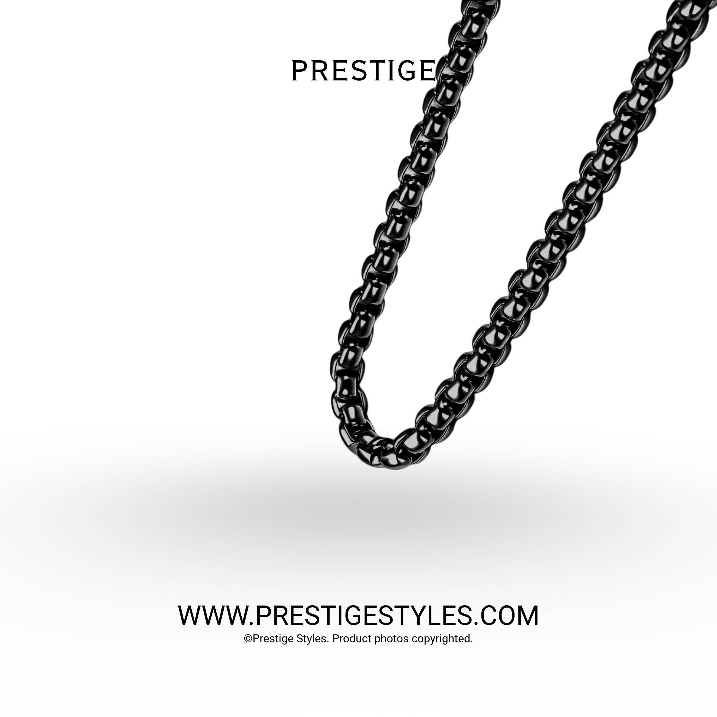 3 in 1 Black Retro Combo- The Retro Bracelet, Black Chain & Sleek Ring - Prestige Styles