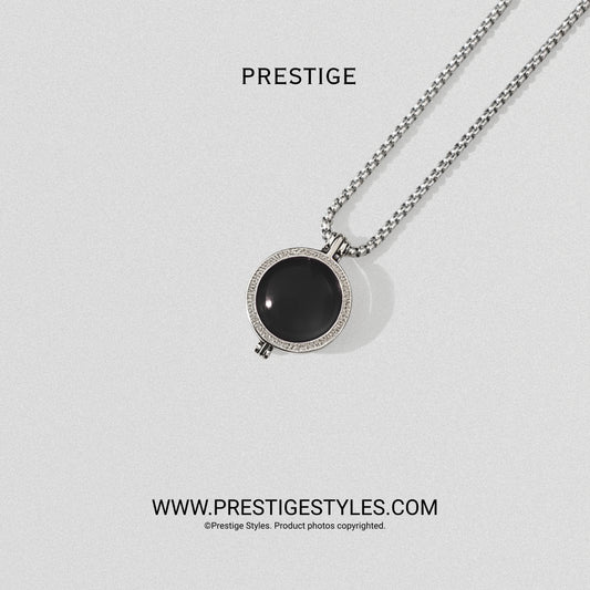 Onyx Black Prism Pendant With Chain
