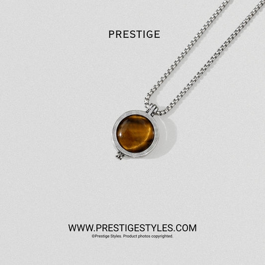 Amber Gold Prism Pendant With Chain