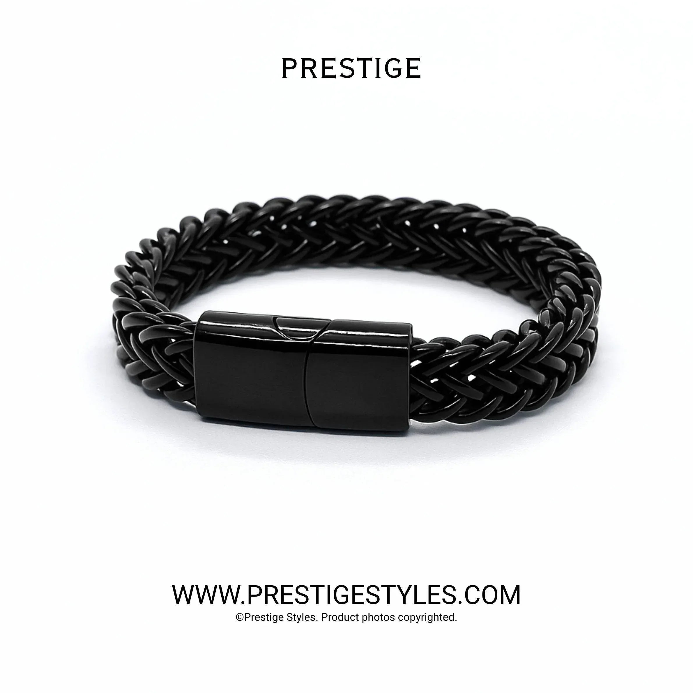 3 in 1 Black Retro Combo- The Retro Bracelet, Black Chain & Sleek Ring - Prestige Styles - - combo offer