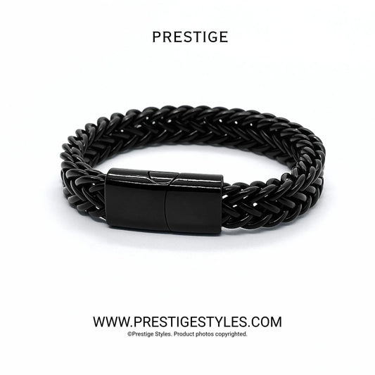 3 in 1 Black Retro Combo- The Retro Bracelet, Black Chain & Sleek Ring - Prestige Styles - - combo offer