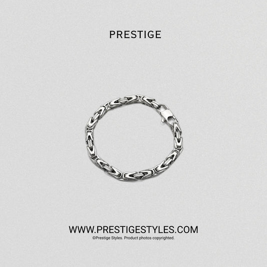 Silver Byzantine mens bracelet close-up chain detail | bracelet BD