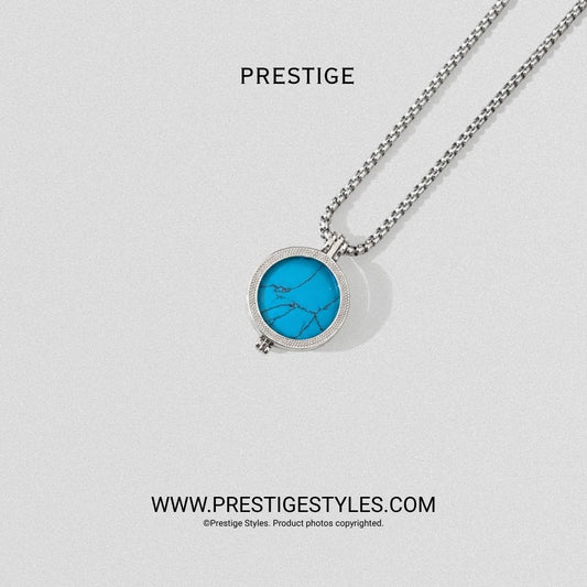 Azure Blue Prism Pendant With Chain - Prestige Styles - Bangladesh