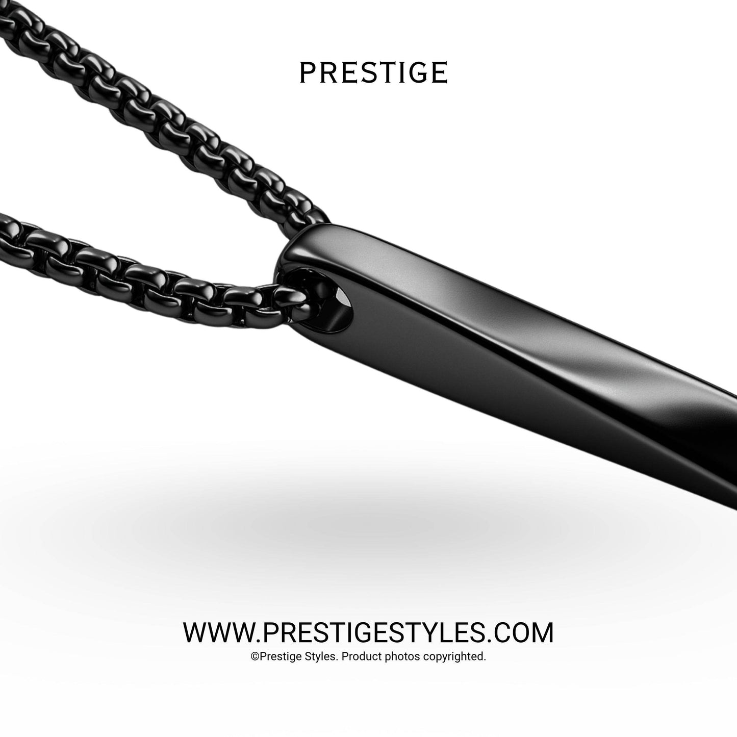 Black Bar Twisted Pendant with Chain - Prestige Styles