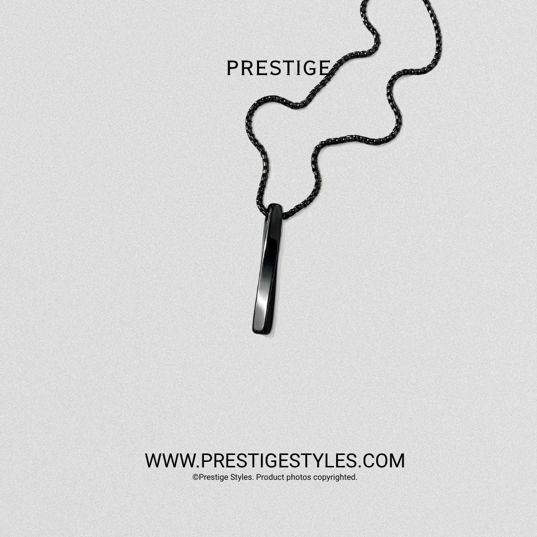 Black Bar Twisted Pendant with Chain - Prestige Styles - Bangladesh