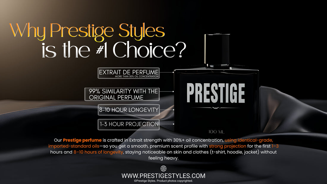 Prestige Styles perfume collection display - premium men's fragrances Bangladesh
