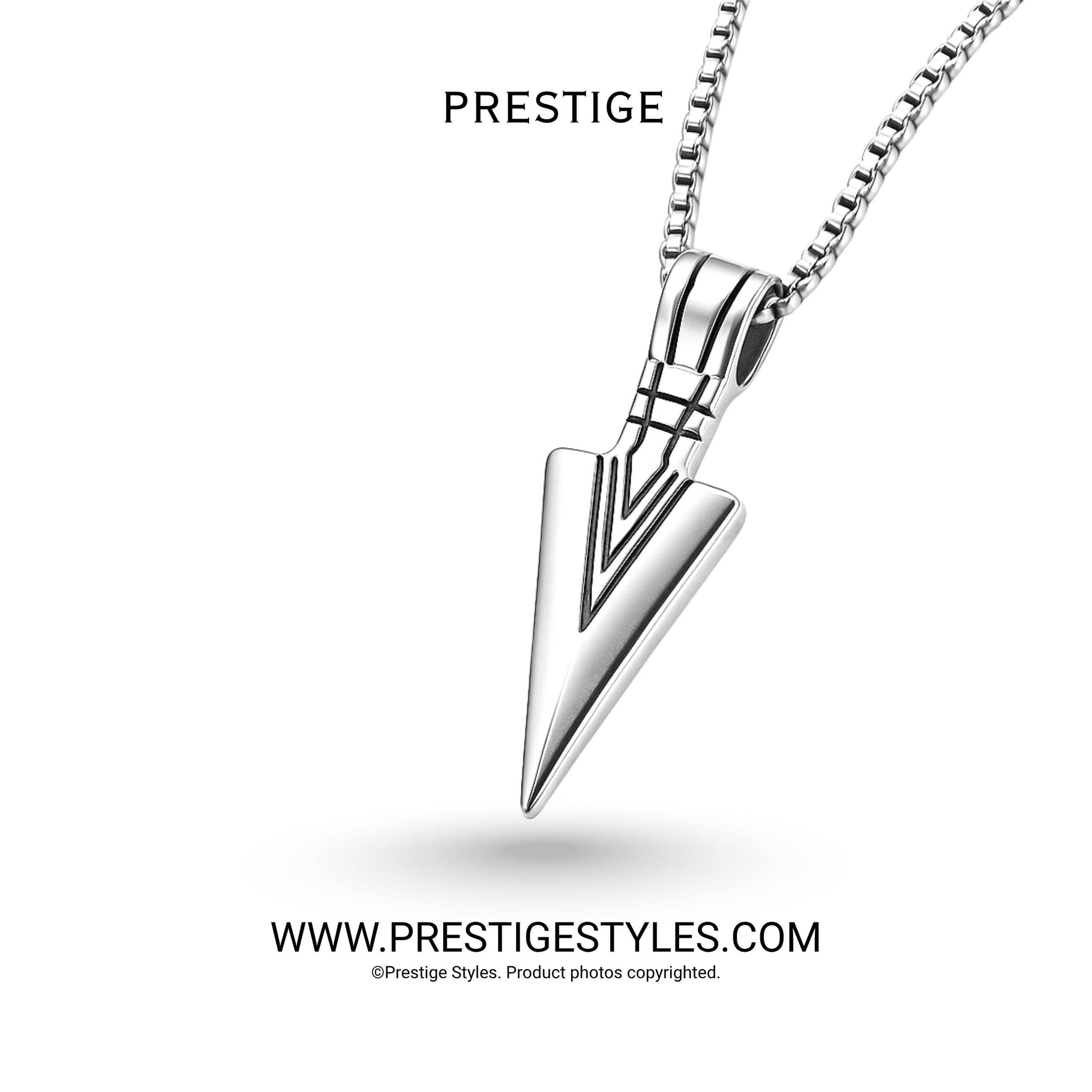 Arrowhead Silver Pendent with Chain - Prestige Styles