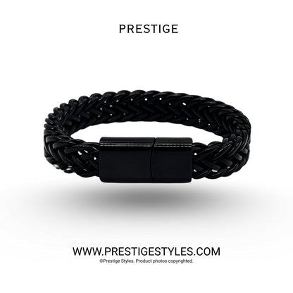 3 in 1 Black Retro Combo- The Retro Bracelet, Black Chain & Sleek Ring - Prestige Styles