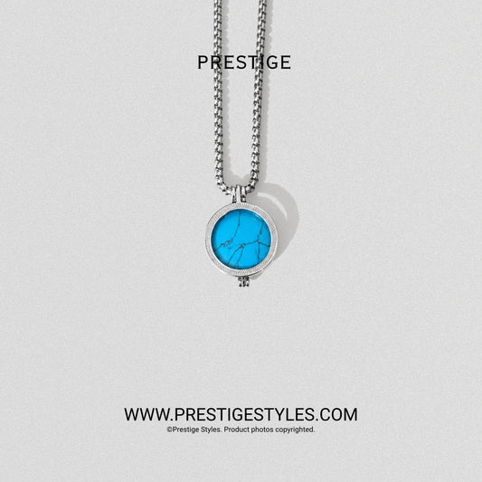 Azure Blue Prism Pendant With Chain