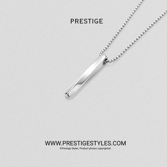 Silver Bar Twisted Pendant with Chain