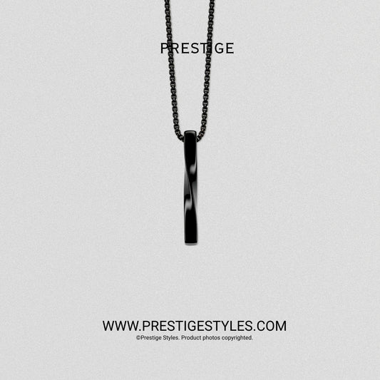 Black Bar Twisted Pendant with Chain