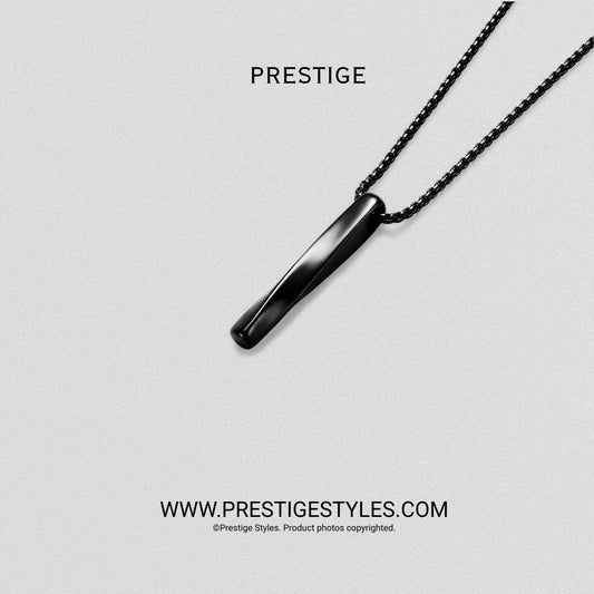 Black Bar Twisted Pendant with Chain