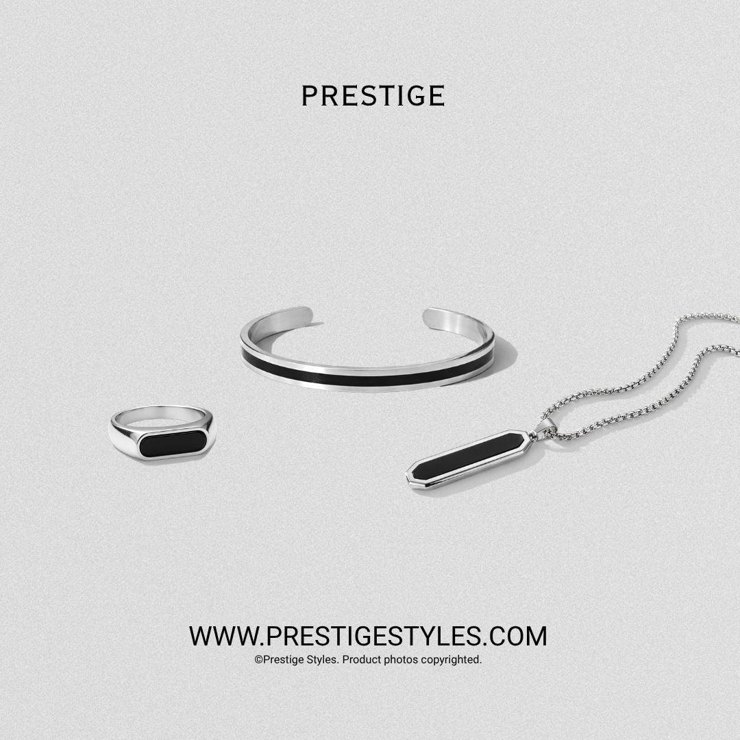 3 in 1 Abyss Combo – Silent Abyss Bracelet, Talisman Pendant Chain & Enigma Eclipse Ring - Prestige Styles - Bangladesh