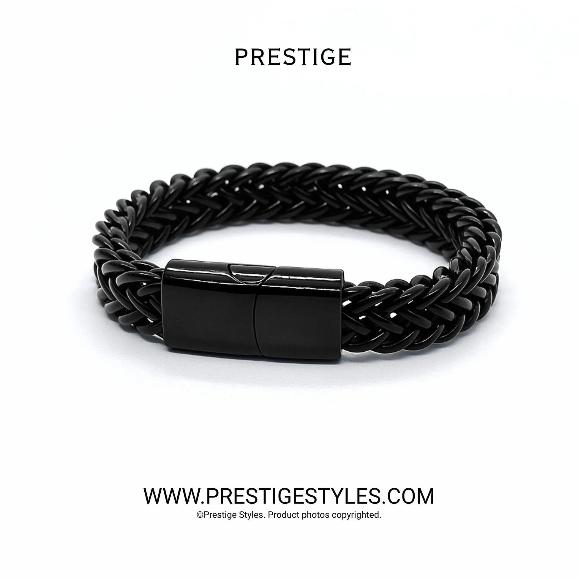3 in 1 Black Retro Combo- The Retro Bracelet, Black Chain & Sleek Ring - Prestige Styles - - combo offer