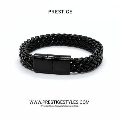 3 in 1 Black Retro Combo- The Retro Bracelet, Black Chain & Sleek Ring - Prestige Styles - - combo offer