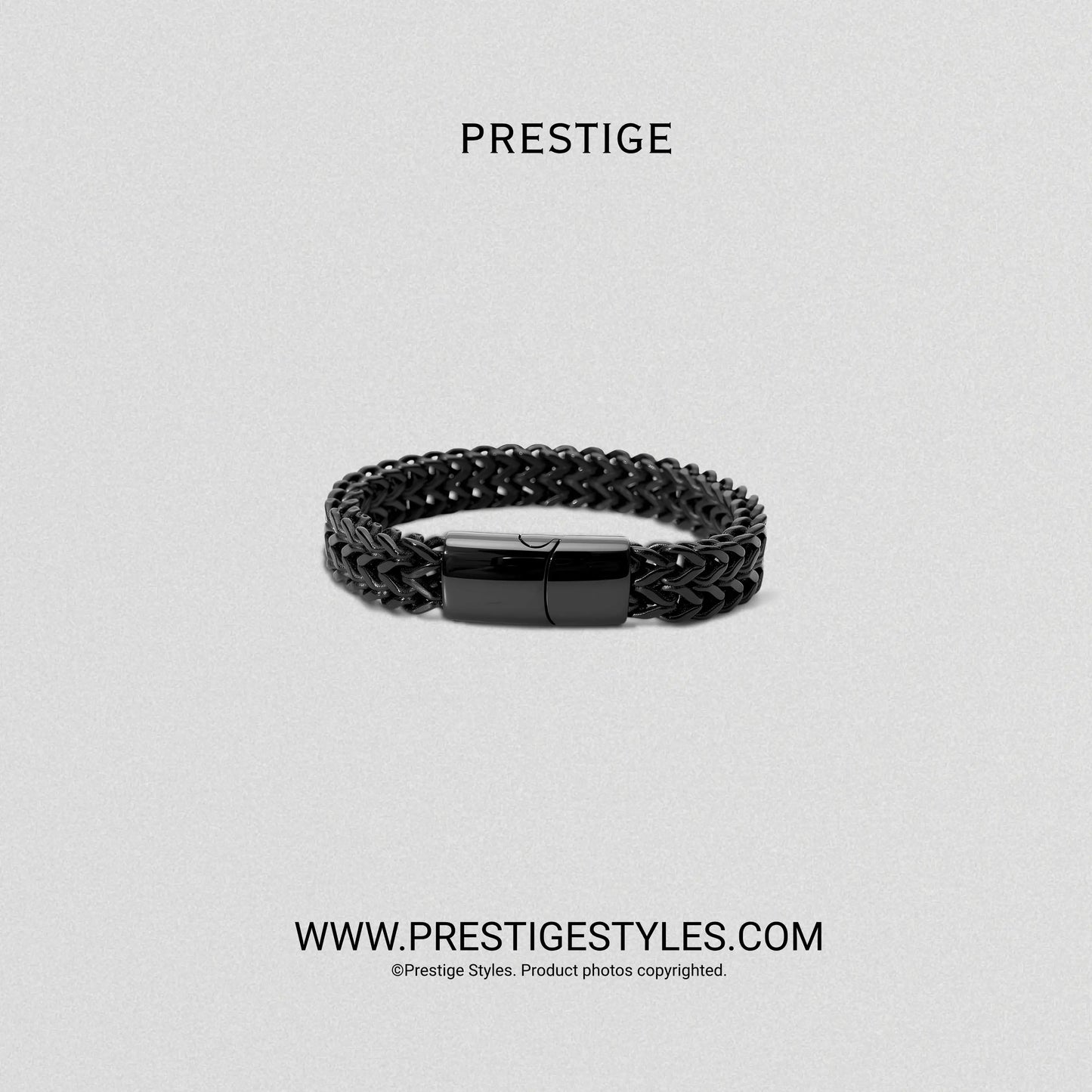 3 in 1 Black Retro Combo- The Retro Bracelet, Black Chain & Sleek Ring - Prestige Styles - Bangladesh