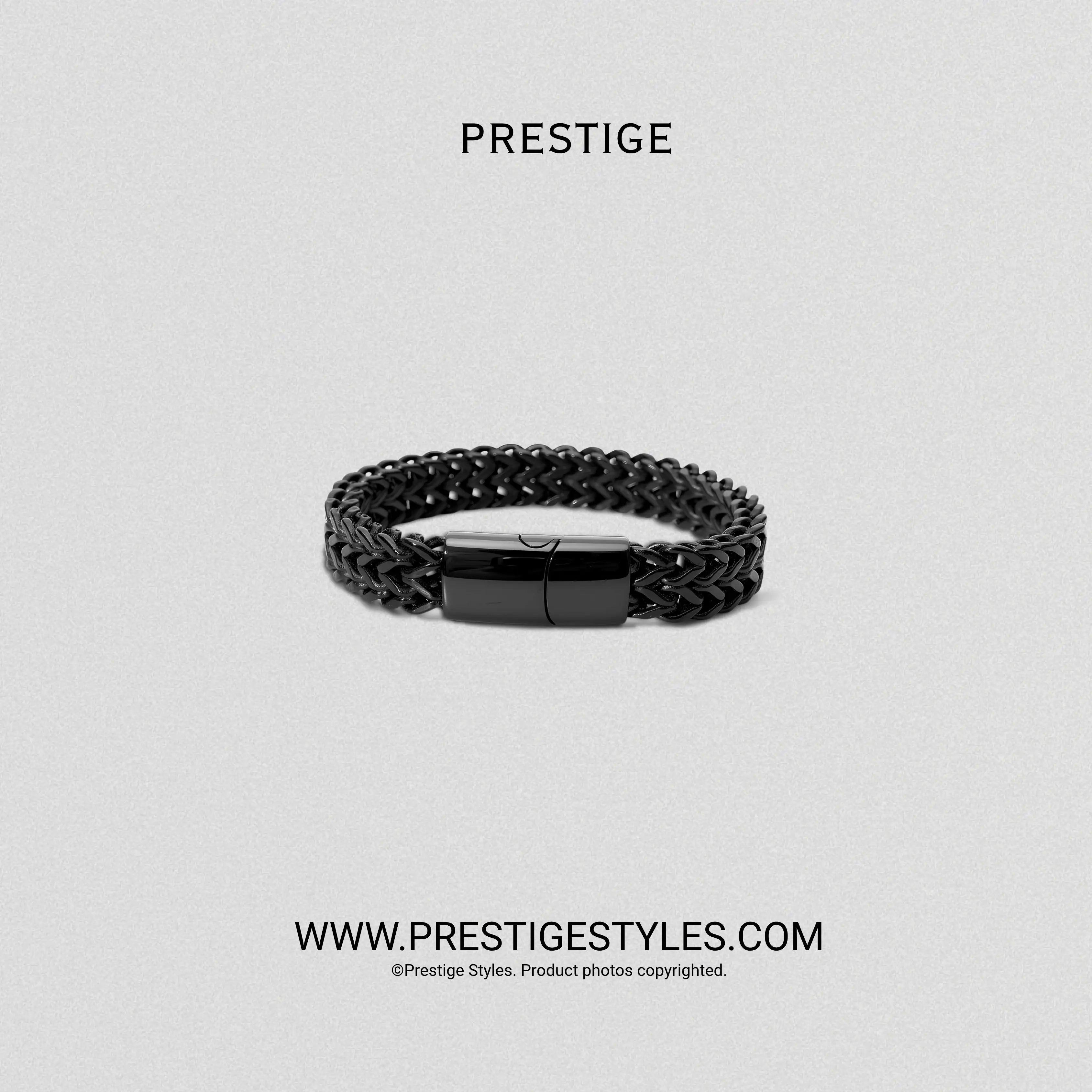 3 in 1 Black Retro Combo- The Retro Bracelet, Black Chain & Sleek Ring - Prestige Styles - Bangladesh