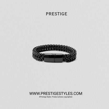 3 in 1 Black Retro Combo- The Retro Bracelet, Black Chain & Sleek Ring - Prestige Styles - Bangladesh