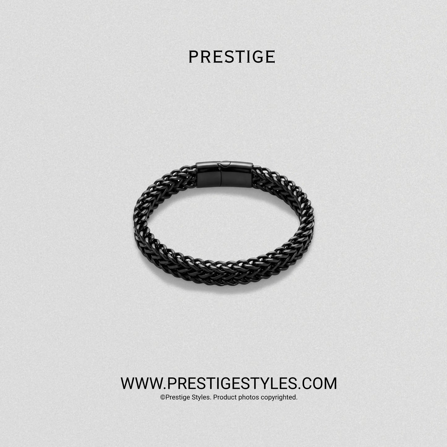 3 in 1 Black Retro Combo- The Retro Bracelet, Black Chain & Sleek Ring - Prestige Styles - Bangladesh