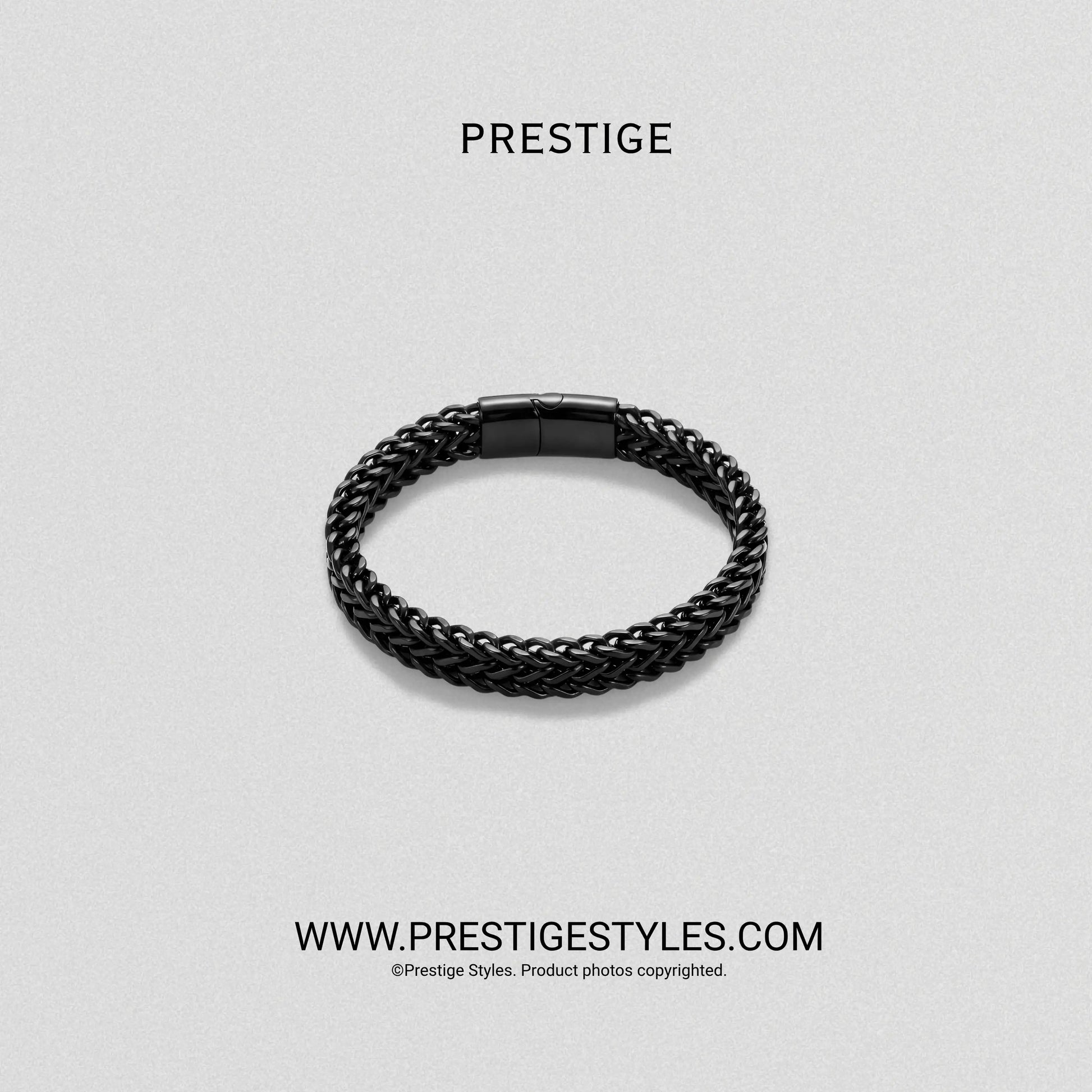 3 in 1 Black Retro Combo- The Retro Bracelet, Black Chain & Sleek Ring - Prestige Styles - Bangladesh