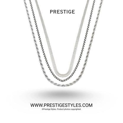 3 in 1 Chain Combo – Spiral Chain, Classic Chain & Serpent Chain - Prestige Styles - - 