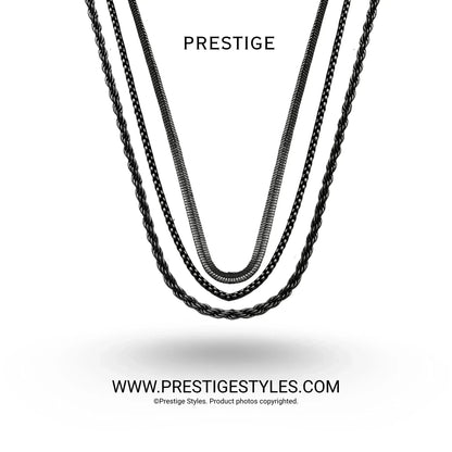 3 in 1 Chain Combo – Spiral Chain, Classic Chain & Serpent Chain - Prestige Styles - - 
