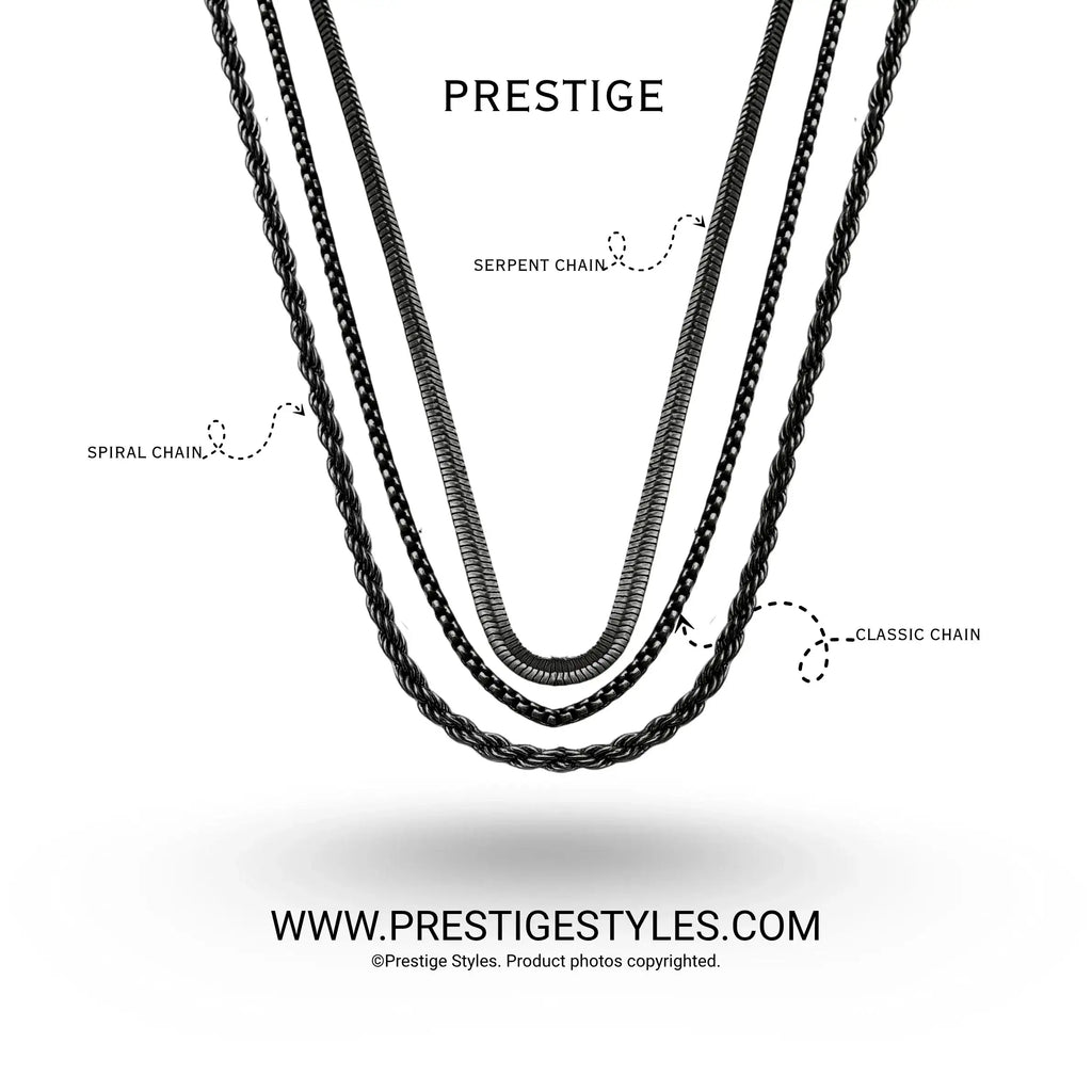 3 in 1 Chain Combo – Spiral Chain, Classic Chain & Serpent Chain - Prestige Styles - Bangladesh