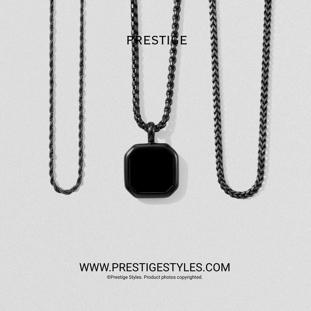 3-in-1 Phantom Core Combo – Spiral Chain, Noble Chain & Phantom Pendant Chain Combo - Prestige Styles - Bangladesh
