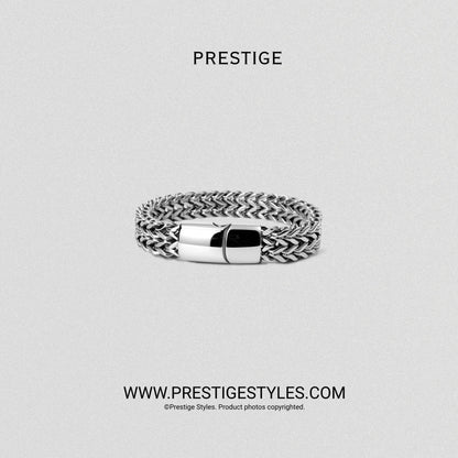3 in 1 Silver Retro Combo- The Retro Bracelet, Silver Chain & Sleek Ring - Prestige Styles - Bangladesh