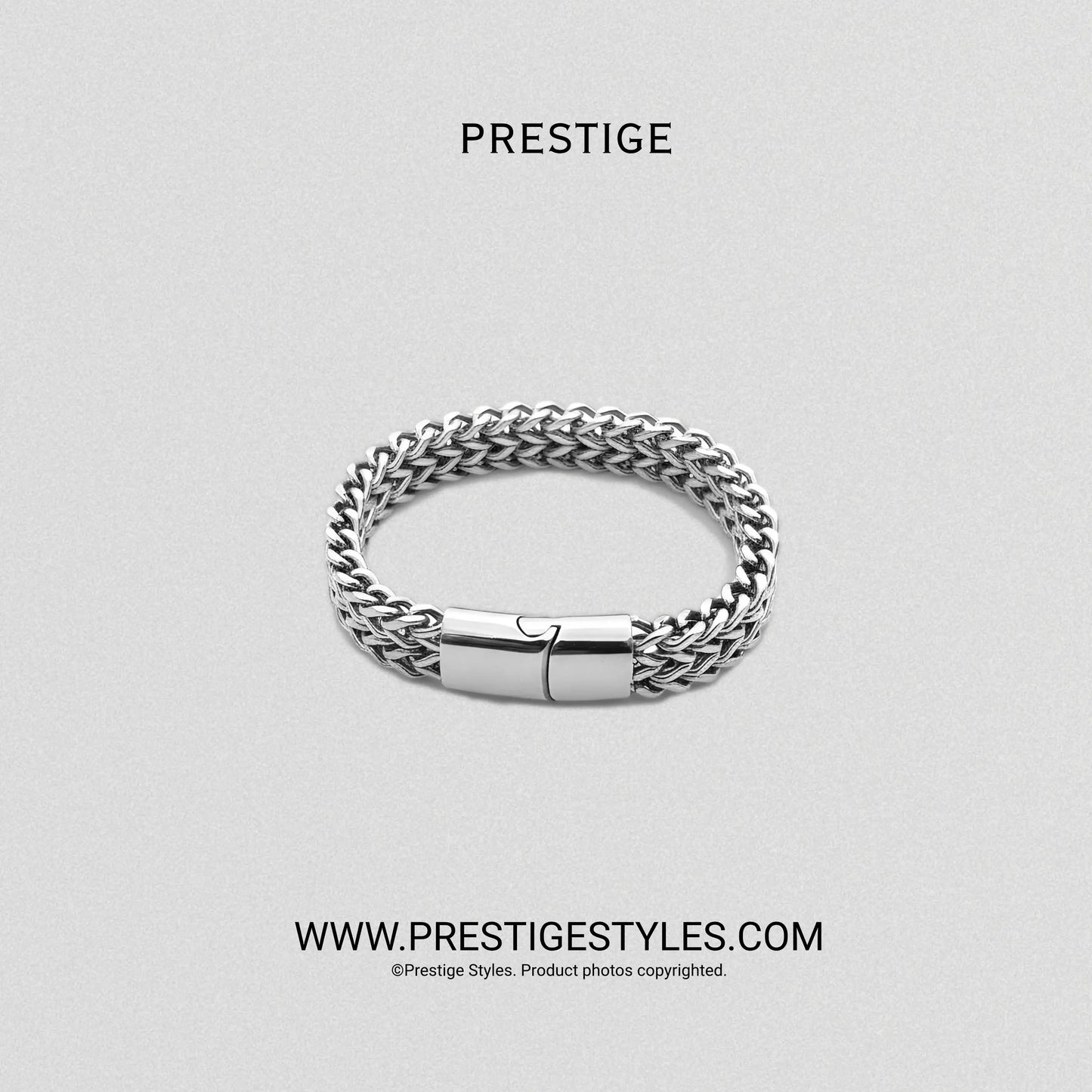 3 in 1 Silver Retro Combo- The Retro Bracelet, Silver Chain & Sleek Ring - Prestige Styles - Bangladesh