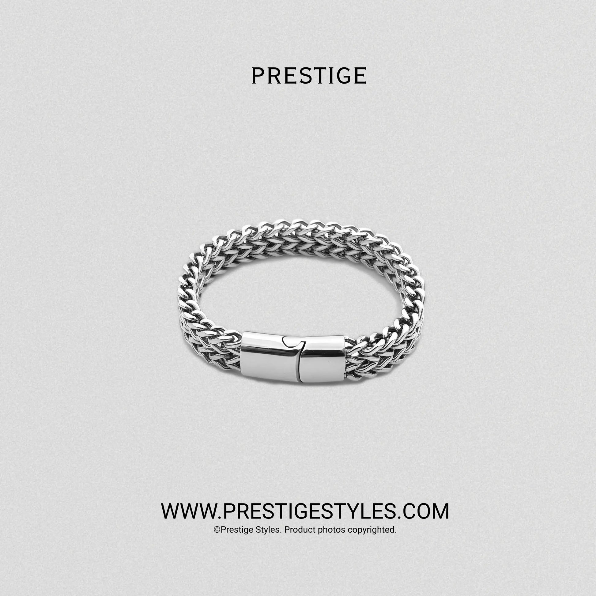 3 in 1 Silver Retro Combo- The Retro Bracelet, Silver Chain & Sleek Ring - Prestige Styles - Bangladesh