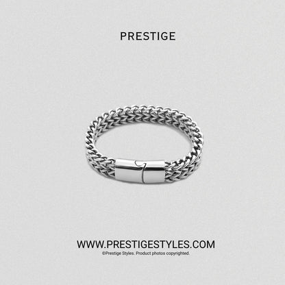 3 in 1 Silver Retro Combo- The Retro Bracelet, Silver Chain & Sleek Ring - Prestige Styles - Bangladesh