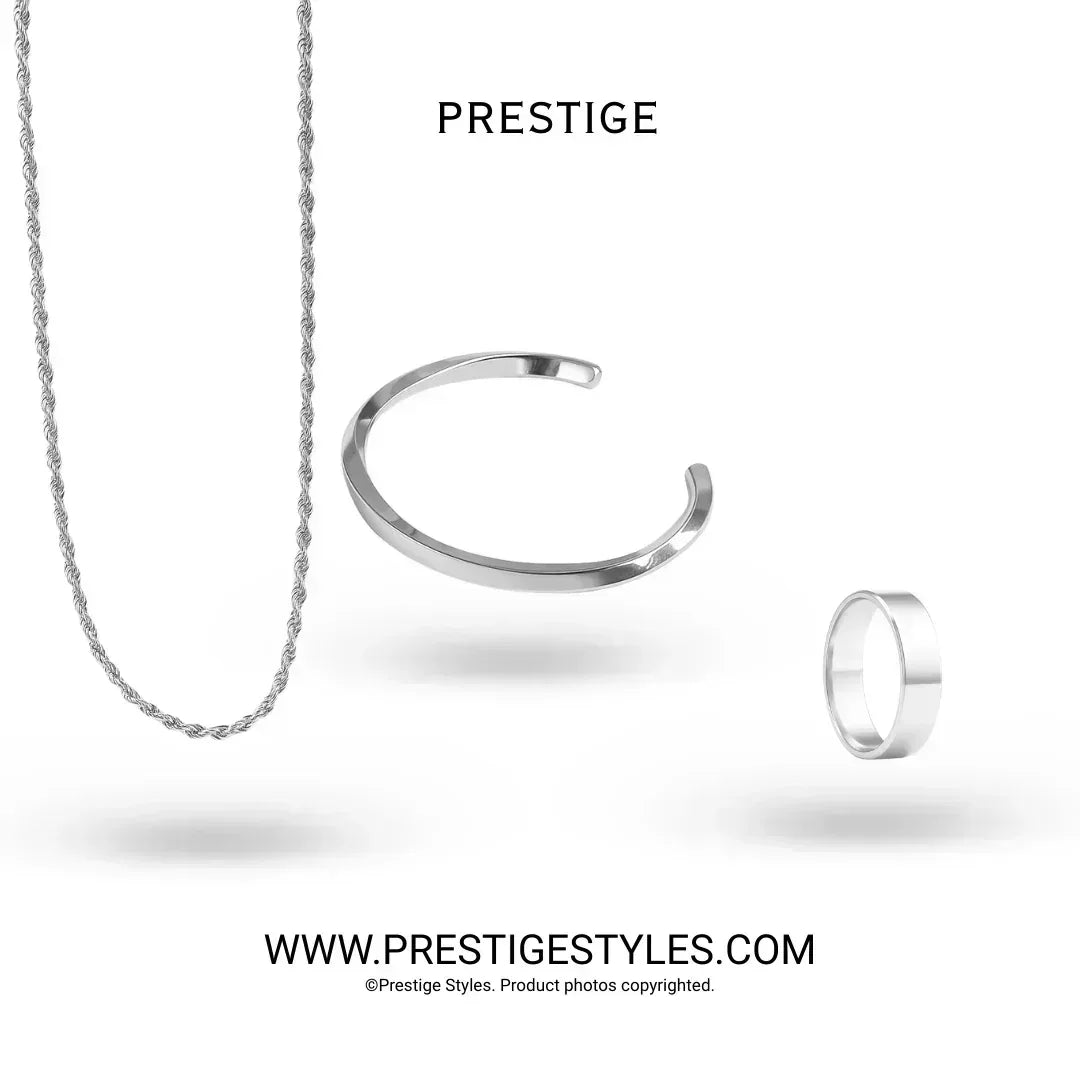 3 in 1 Twisted Combo – Twisted Bracelet, Spiral Chain & Classic Ring - Prestige Styles - - 