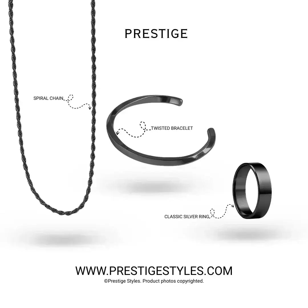 3 in 1 Twisted Combo – Twisted Bracelet, Spiral Chain & Classic Ring - Prestige Styles - Bangladesh