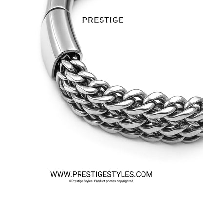 3 in 1 Silver Retro Combo- The Retro Bracelet, Silver Chain & Sleek Ring - Prestige Styles