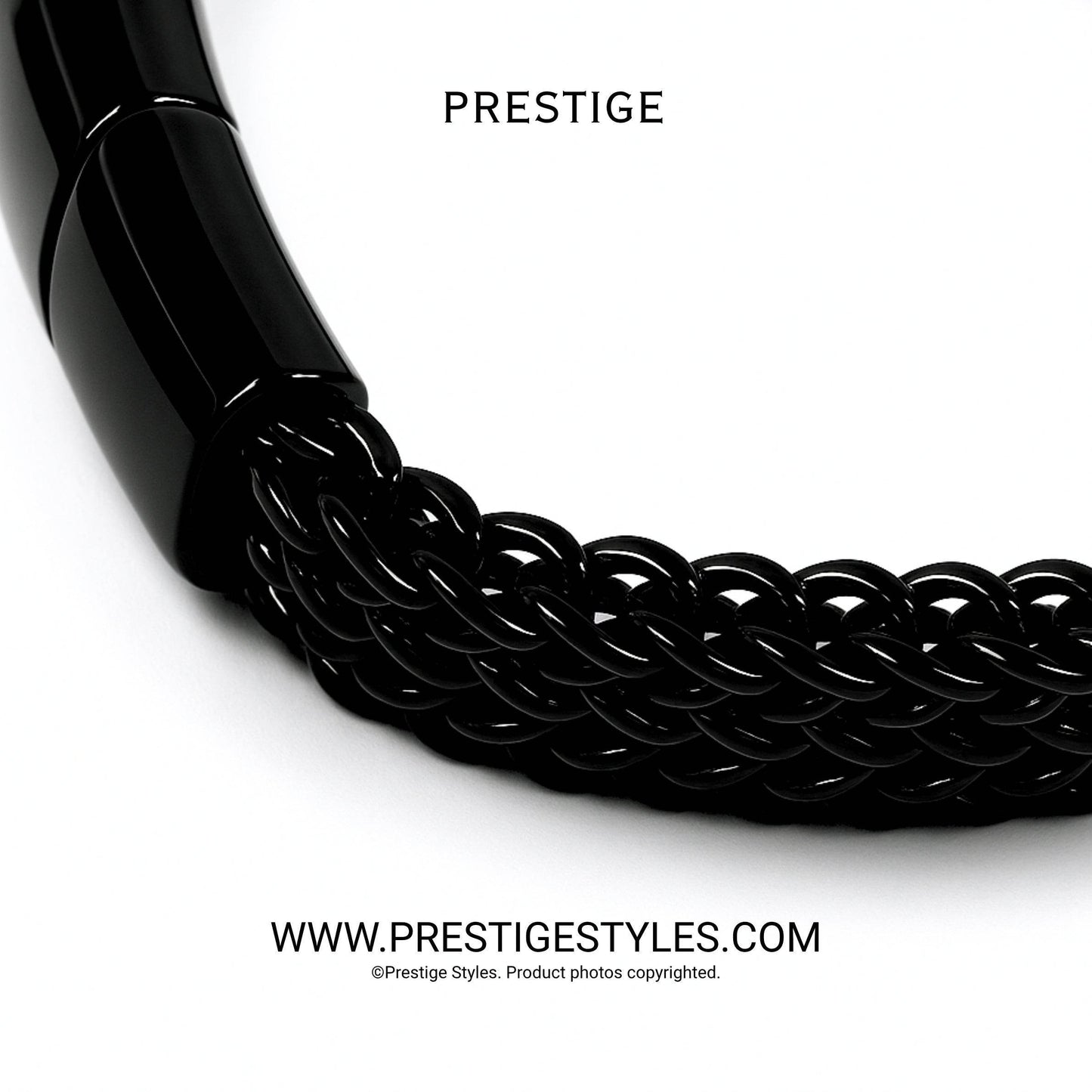 3 in 1 Black Retro Combo- The Retro Bracelet, Black Chain & Sleek Ring - Prestige Styles