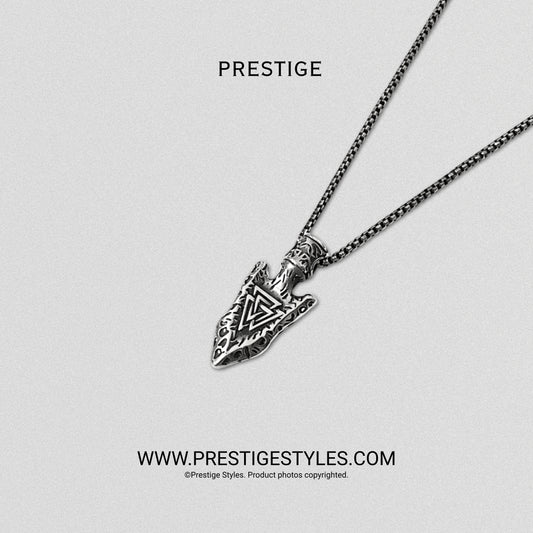 Valknut pendant with chain full length view | mens jewelry Bangladesh