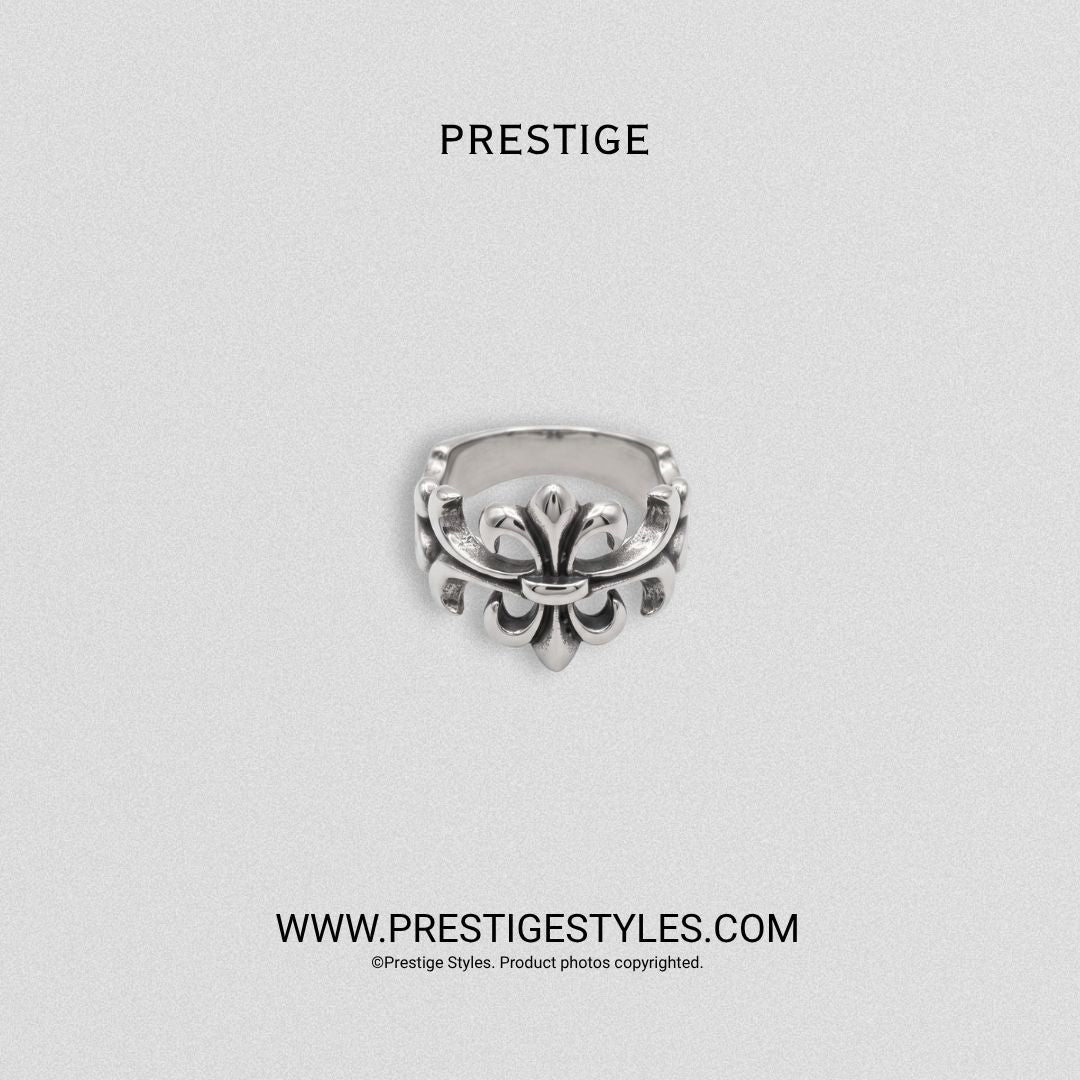 Ornate Fleur Cross Ring