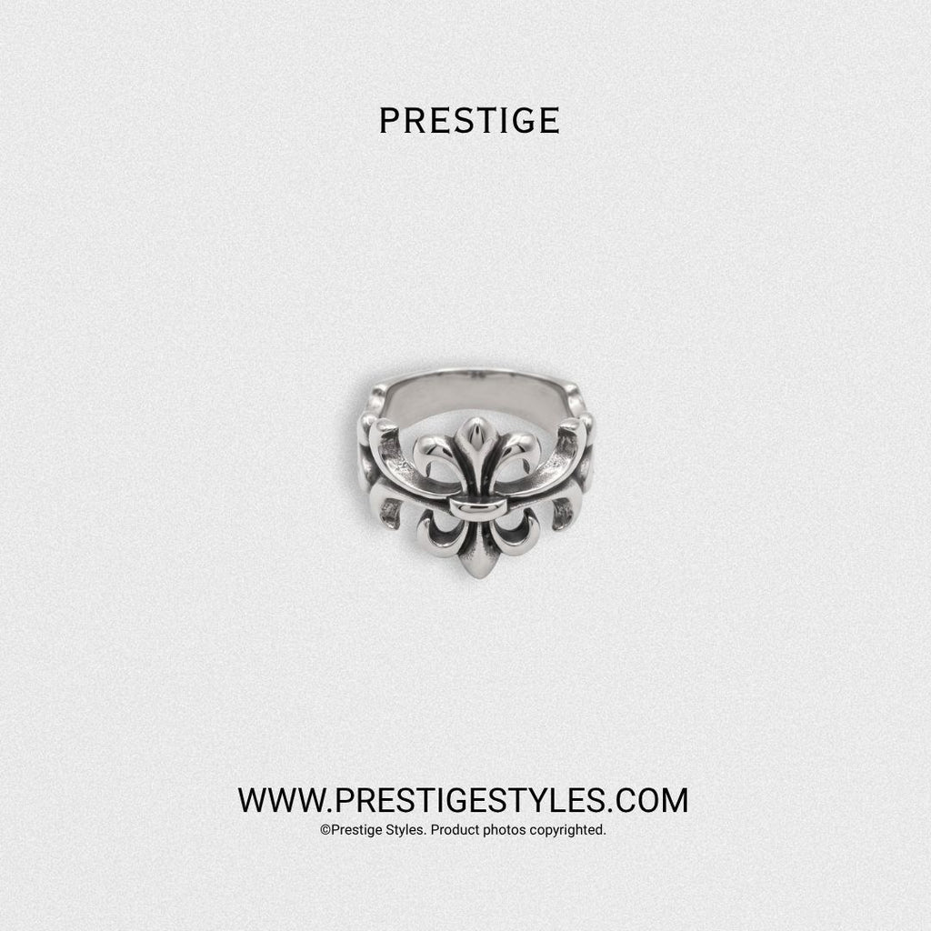 Ornate Fleur Cross Ring