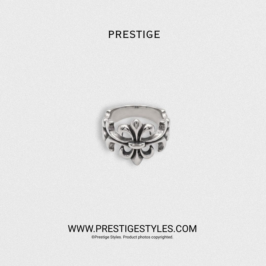 Ornate Fleur Cross Ring