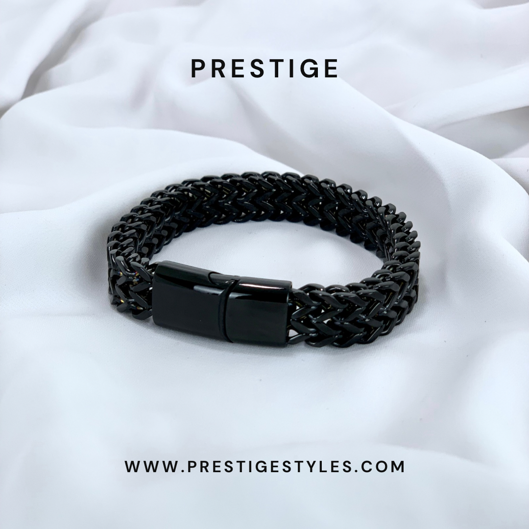 Retro Link Titanium Bracelet (Black) - Prestige Styles Prestige Styles Default Title