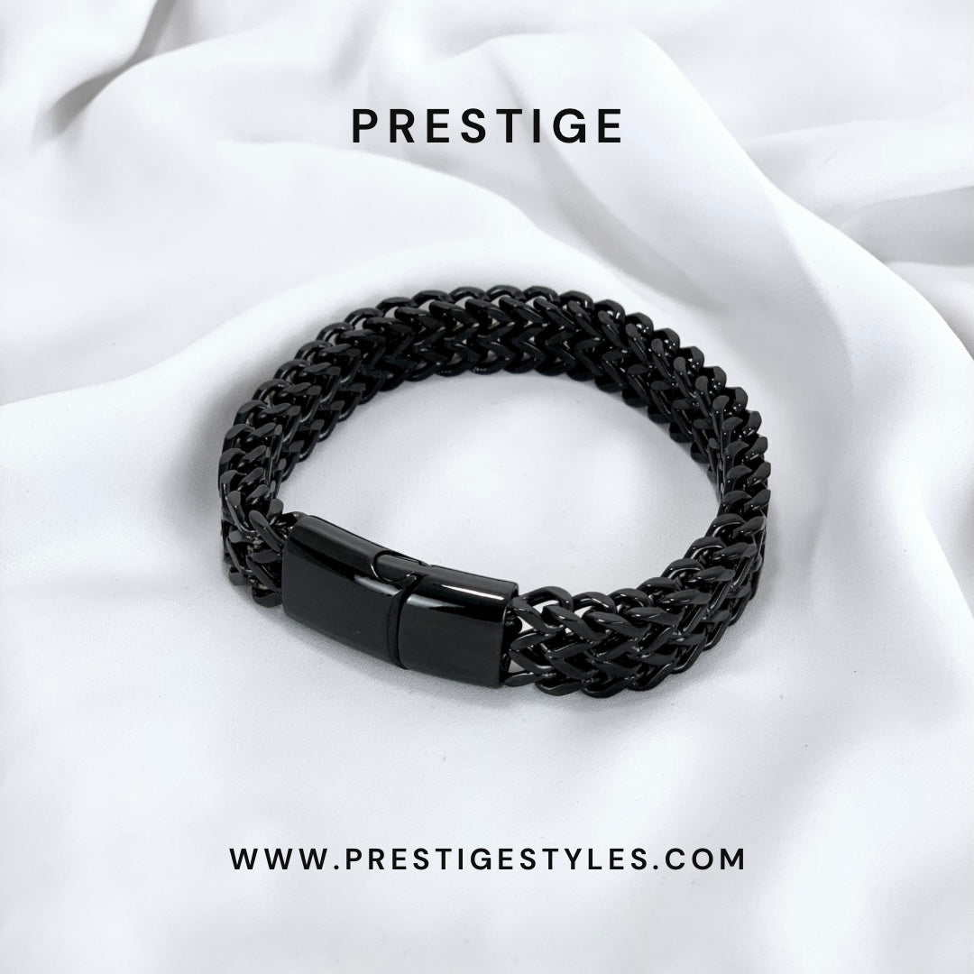 Retro Link Titanium Bracelet (Black) - Prestige Styles Prestige Styles Default Title