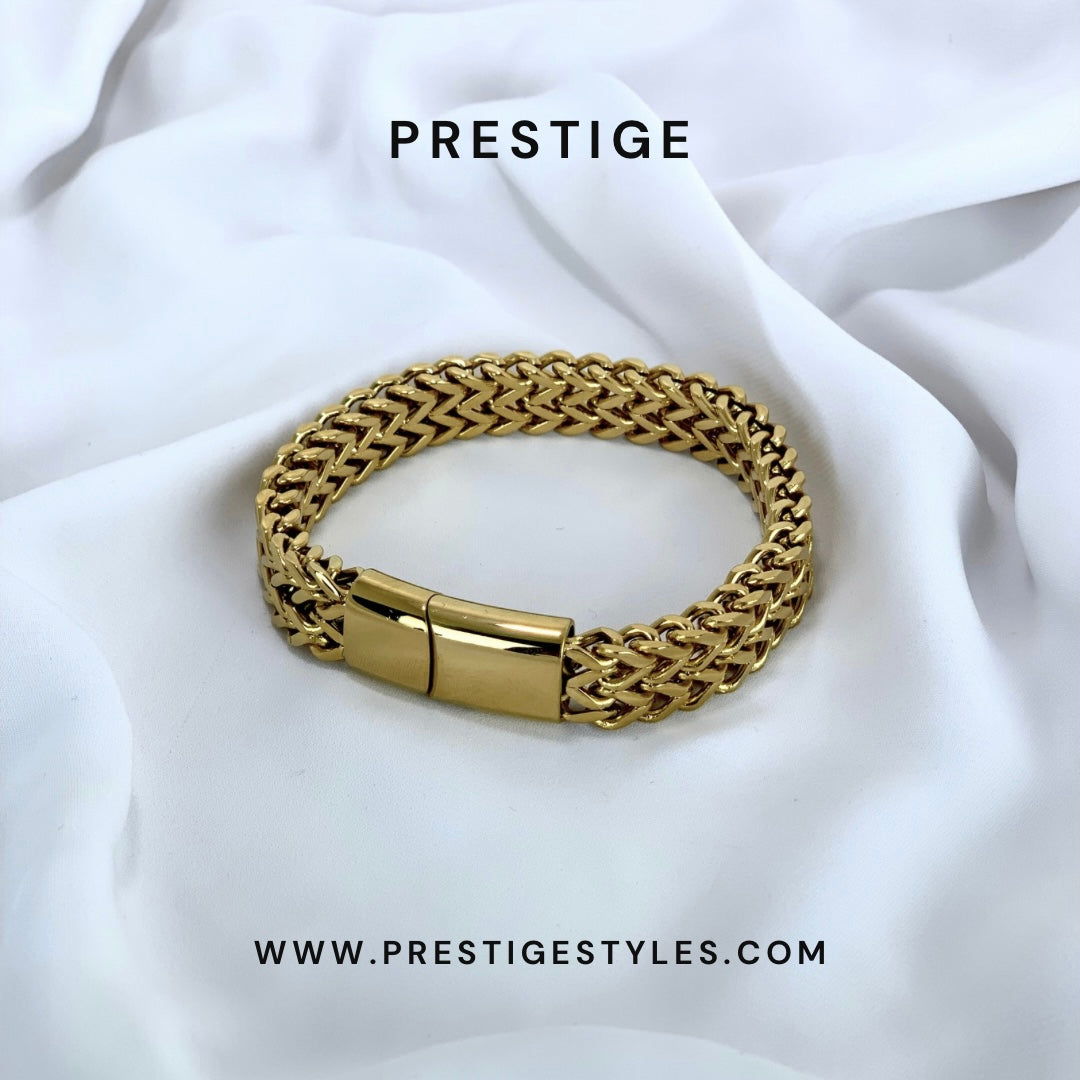 Retro Link Titanium Bracelet (Golden) - Prestige Styles Prestige Styles Default Title