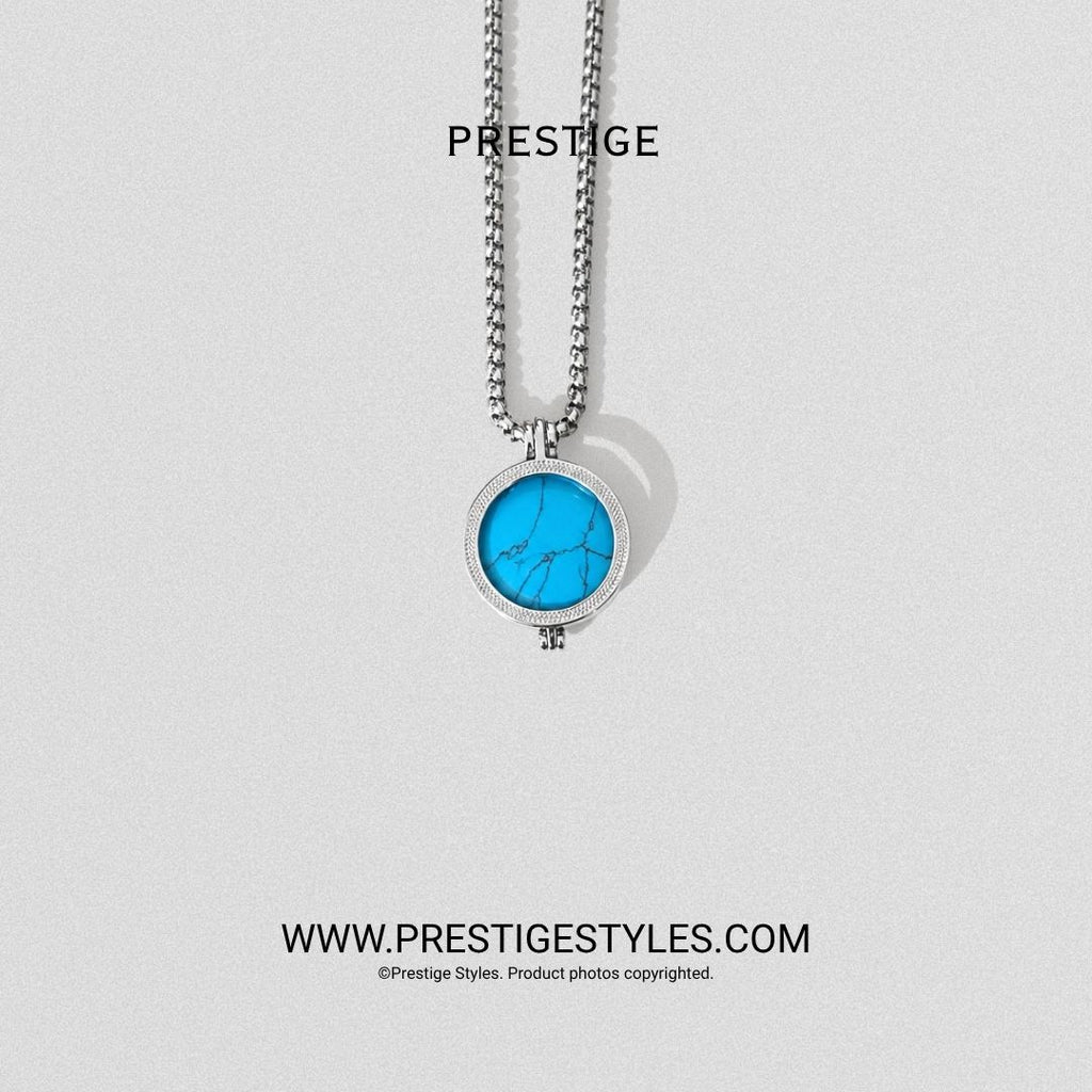 Azure Blue Prism Pendant With Chain - Prestige Styles - Bangladesh