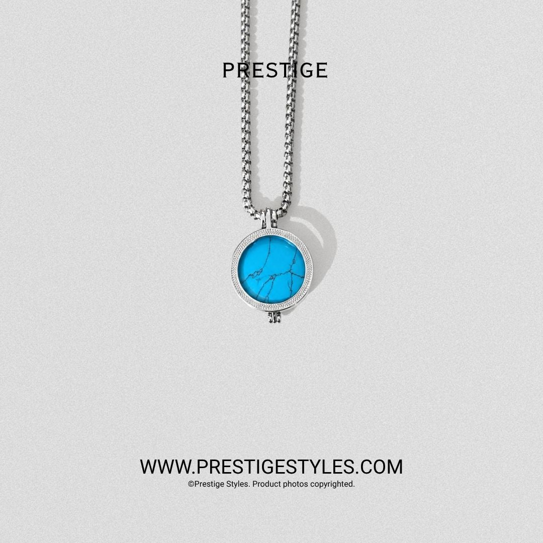 Azure Blue Prism Pendant With Chain - Prestige Styles - Bangladesh
