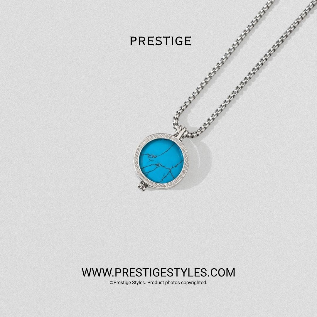 Azure Blue Prism Pendant With Chain - Prestige Styles - Bangladesh