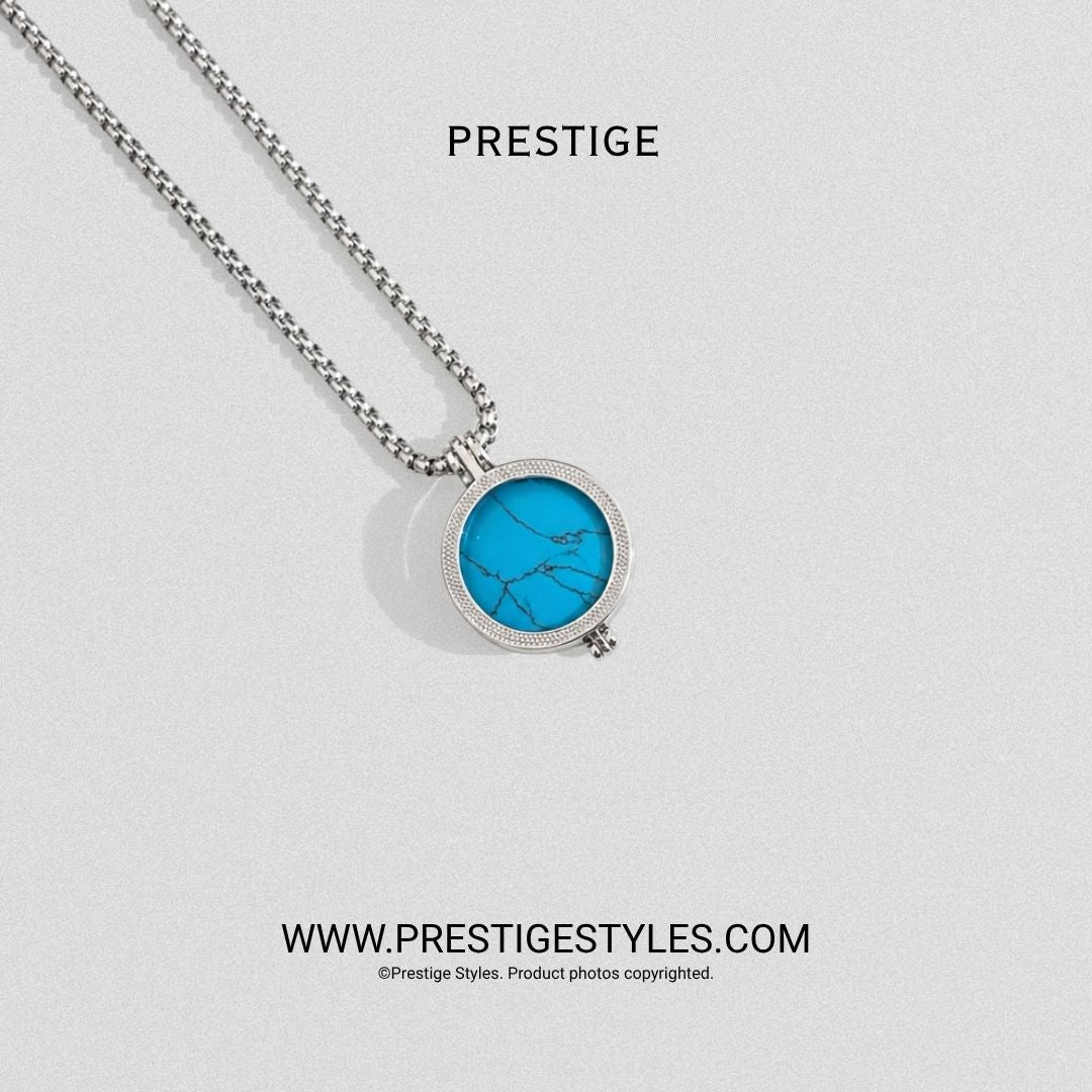 Azure Blue Prism Pendant With Chain - Prestige Styles - Bangladesh