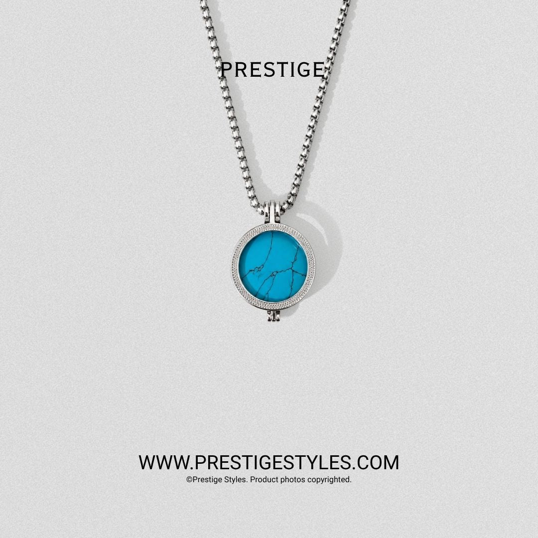 Azure Blue Prism Pendant With Chain - Prestige Styles - Bangladesh
