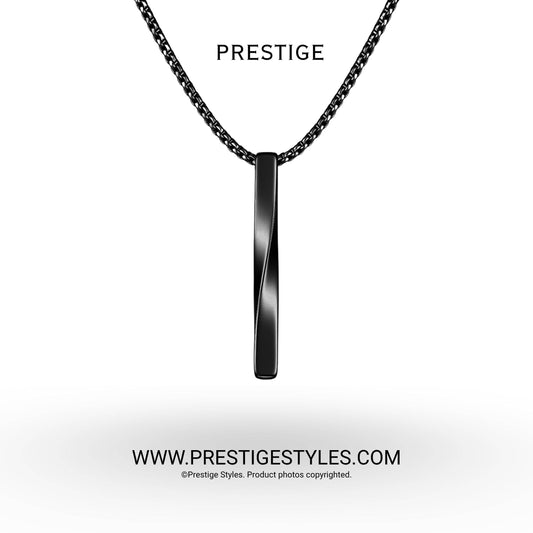 Black Bar Twisted Pendant with Chain - Prestige Styles