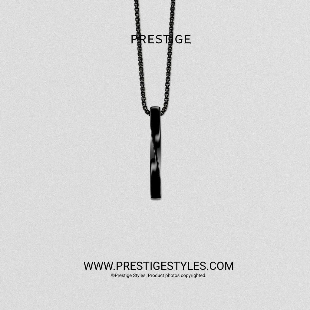 Black Bar Twisted Pendant with Chain - Prestige Styles - Bangladesh